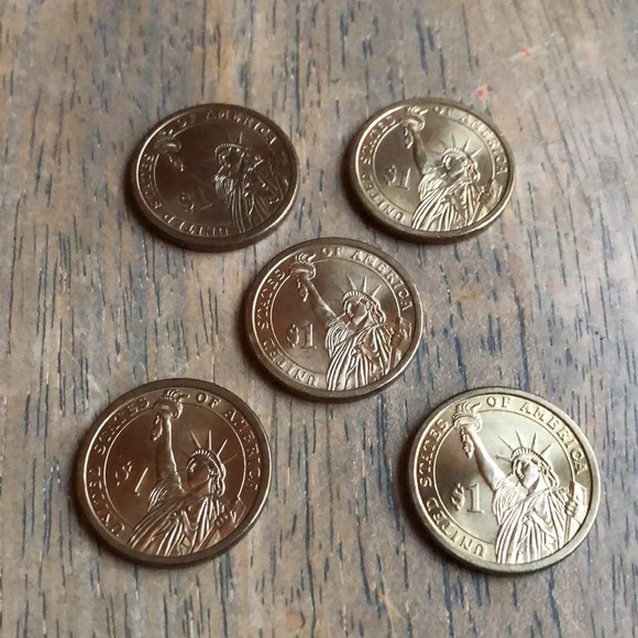 5 Presidental goldtone dollars - Picture 7 of 8